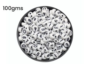 Cuentas plasticas pastilla blanca numero negro